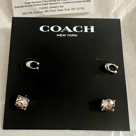 Coach Signature C Stud Earring Set/2 Pairs - Picture 1 of 3